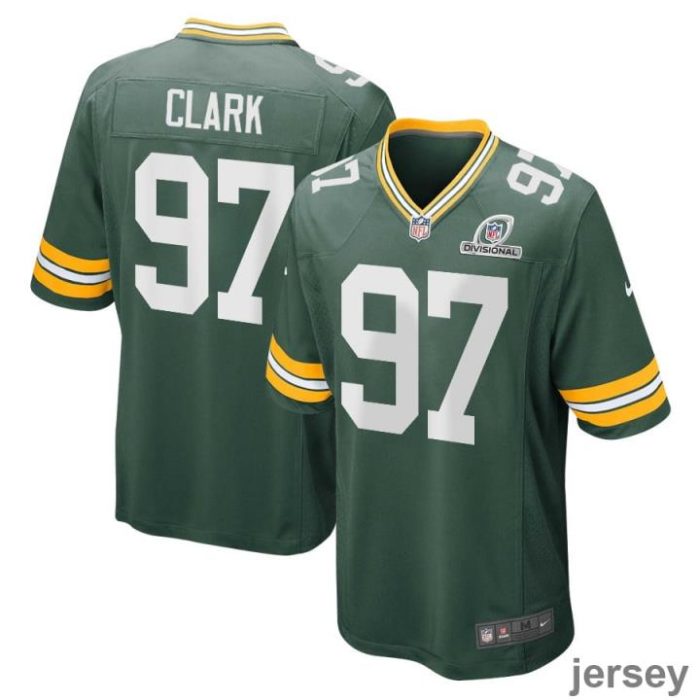 Kenny Clark 97 Green Bay Packers 2024 Divisional Patch Game Men Jersey - Green