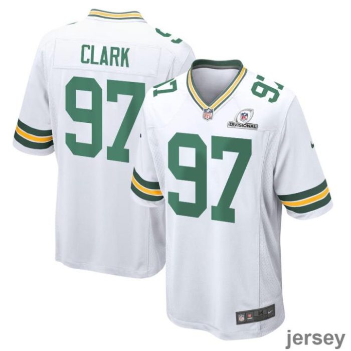 Kenny Clark 97 Green Bay Packers 2024 Divisional Patch Game Men Jersey - White