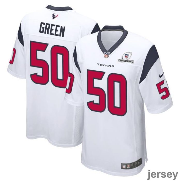 Kenyon Green 59 Houston Texans 2024 Divisional Patch Game Men Jersey - White