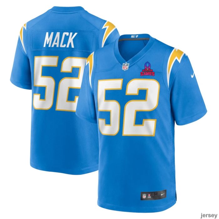 Khalil Mack 52 Los Angeles Chargers 2024 Pro Bowl Patch Game Men Jersey - Powder Blue