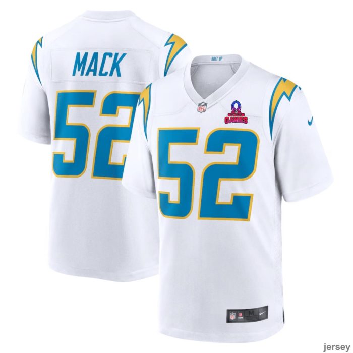 Khalil Mack 52 Los Angeles Chargers 2024 Pro Bowl Patch Game Men Jersey - White