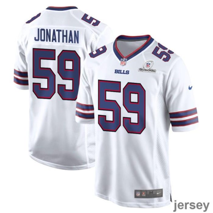 Kingsley Jonathan 59 Buffalo Bills 2024 Divisional Patch Game Men Jersey - White