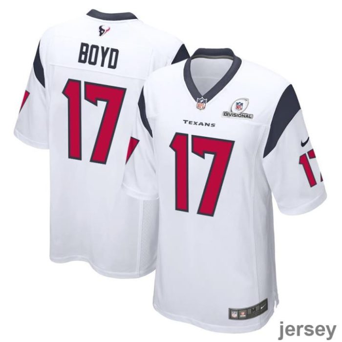 Kris Boyd 17 Houston Texans 2024 Divisional Patch Game Men Jersey - White