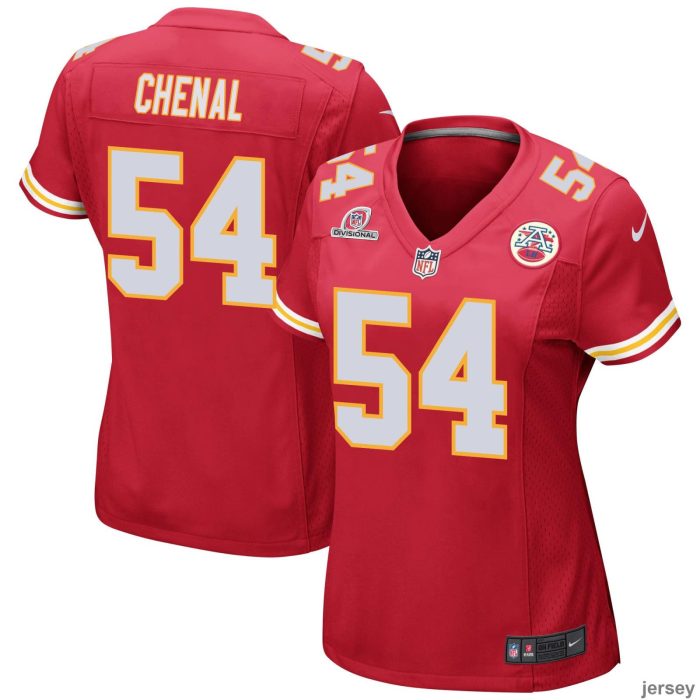 Leo Chenal 54 Kansas City Chiefs 2024 Divisional Patch Game Women Jersey - Red