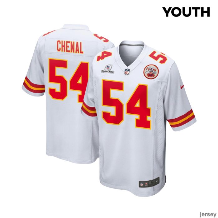 Leo Chenal 54 Kansas City Chiefs 2024 Divisional Patch Game YOUTH Jersey - White