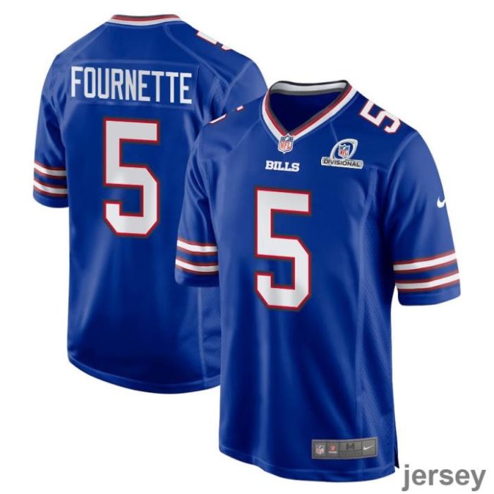 Leonard Fournette 5 Buffalo Bills 2024 Divisional Patch Game Men Jersey - Royal