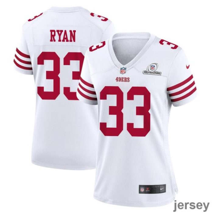 Logan Ryan 33 San Francisco 49ers 2024 Divisional Patch Game Women Jersey - White