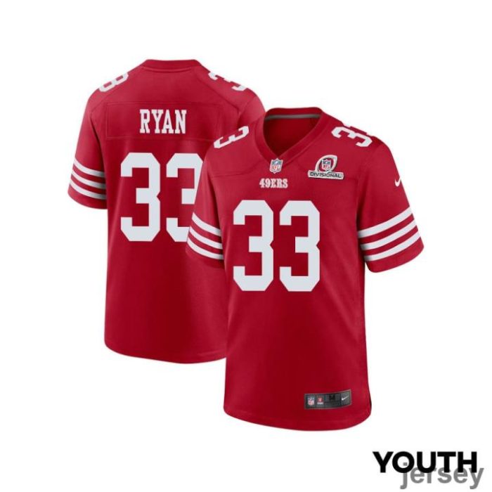 Logan Ryan 33 San Francisco 49ers 2024 Divisional Patch Game YOUTH Jersey - Scarlet