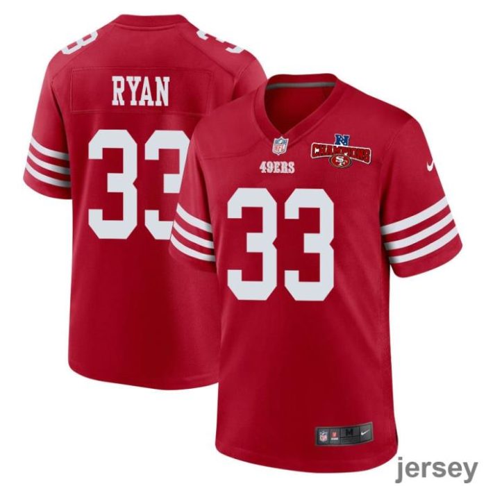 Logan Ryan 33 San Francisco 49ers NFC Champions Patch Game Men Jersey - Scarlet