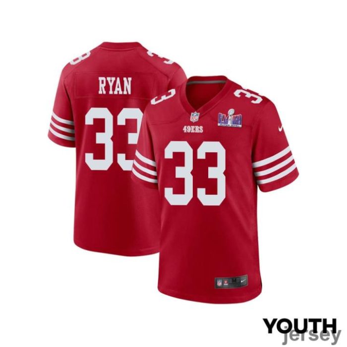 Logan Ryan 33 San Francisco 49ers Super Bowl LVIII Patch Game YOUTH Jersey - Scarlet