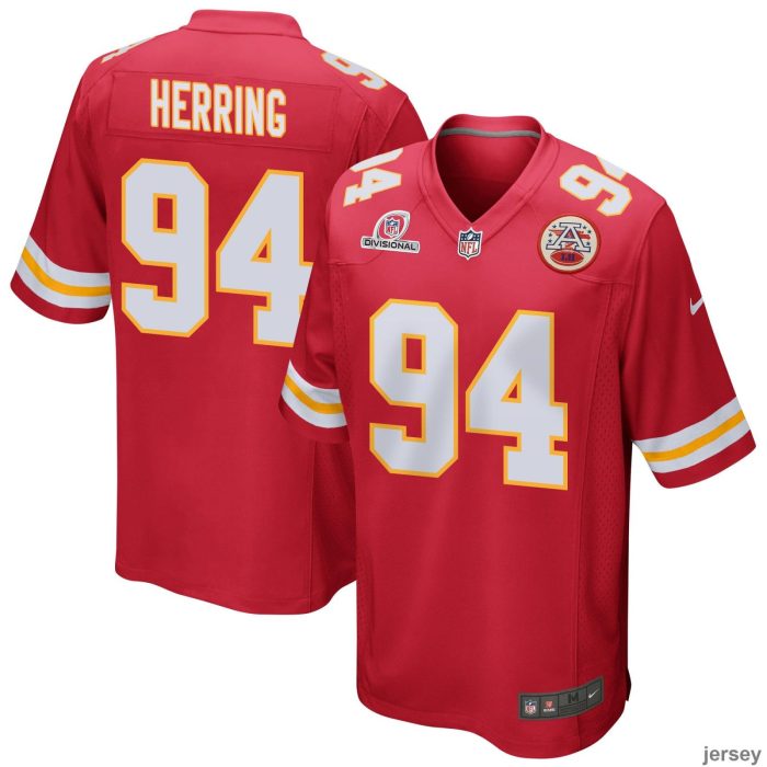 Malik Herring 94 Kansas City Chiefs 2024 Divisional Patch Game Men Jersey - Red