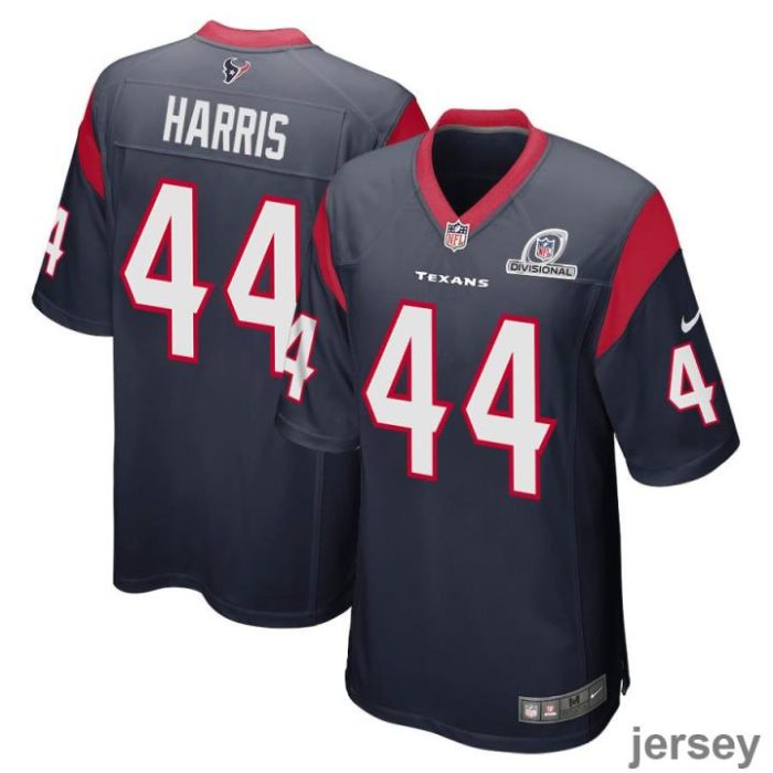 Marcell Harris 44 Houston Texans 2024 Divisional Patch Game Men Jersey - Navy