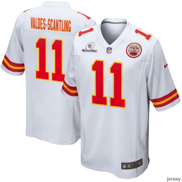 Marquez Valdes-Scantling 11 Kansas City Chiefs 2024 Divisional Patch Game Men Jersey - White