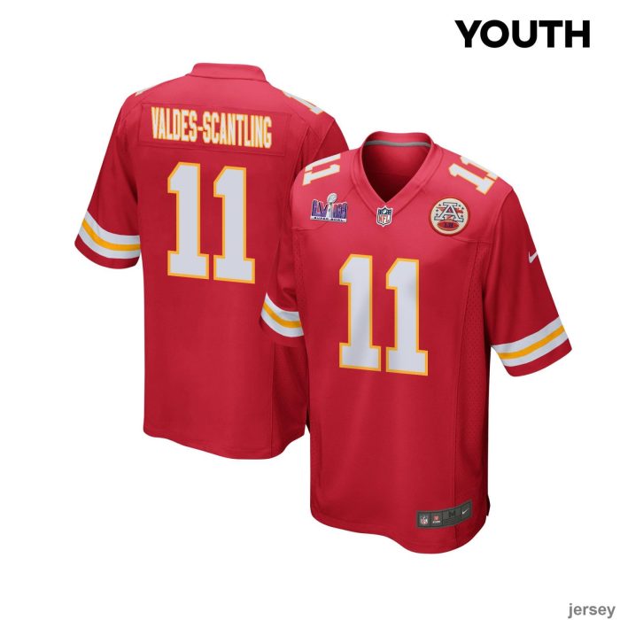 Marquez Valdes-Scantling 11 Kansas City Chiefs Super Bowl LVIII Patch Game YOUTH Jersey - Red