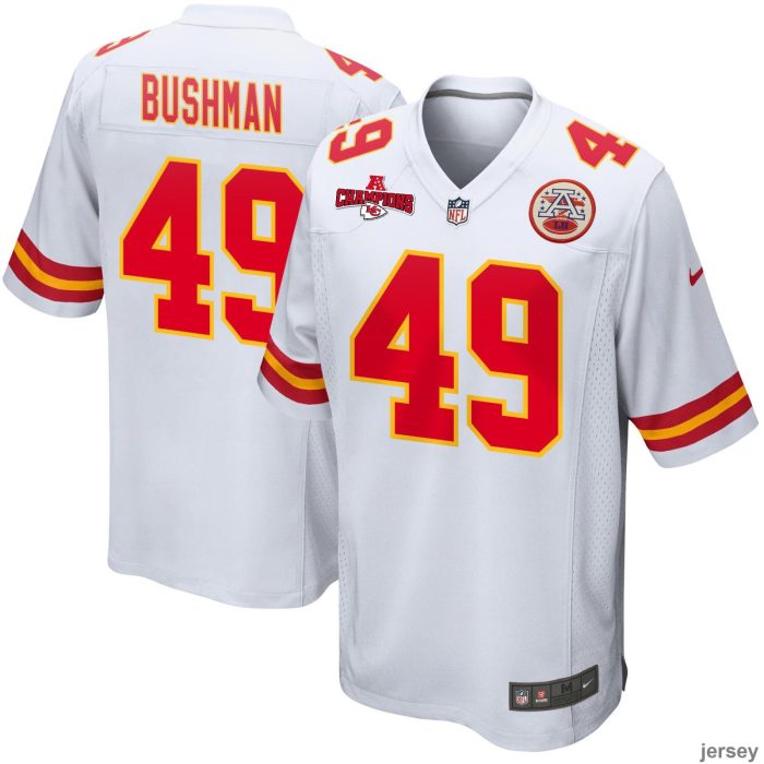 Matt Bushman 49 Kansas City Chiefs AFC Champions Patch Game Men Jersey - White