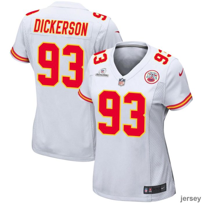 Matt Dickerson 93 Kansas City Chiefs 2024 Divisional Patch Game Women Jersey - White