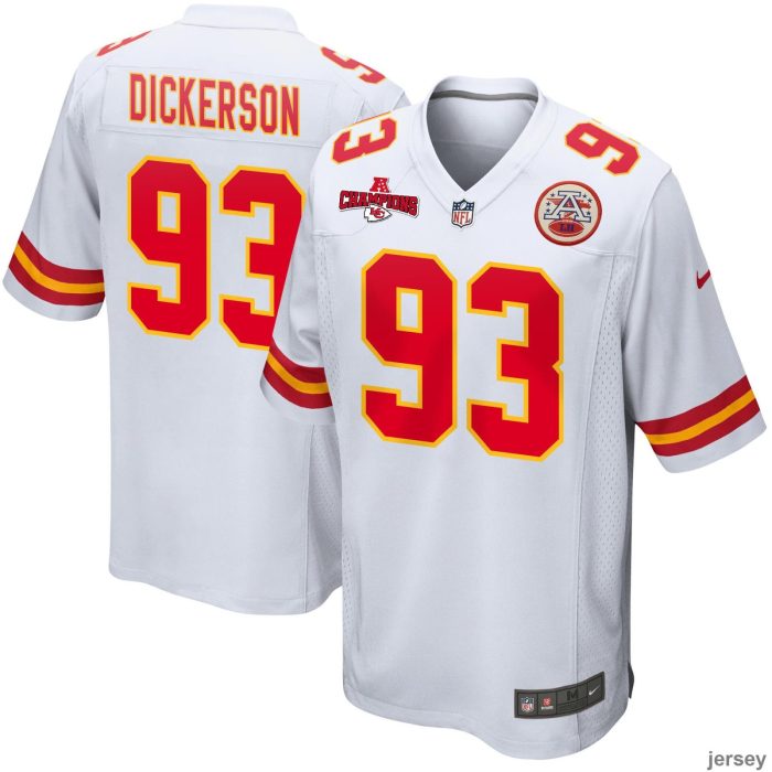 Matt Dickerson 93 Kansas City Chiefs AFC Champions Patch Game Men Jersey - White