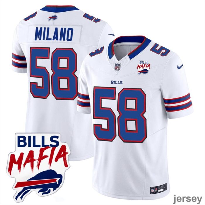 Matt Milano 58 Buffalo Bills Bills Mafia Patch Game Men Jersey - White