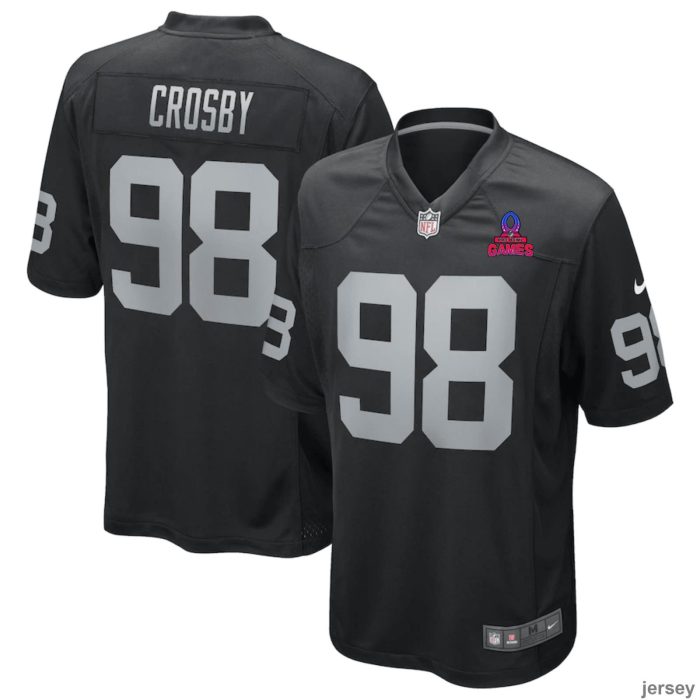 Maxx Crosby 98 Las Vegas Raiders 2024 Pro Bowl Patch Game Men Jersey - Black