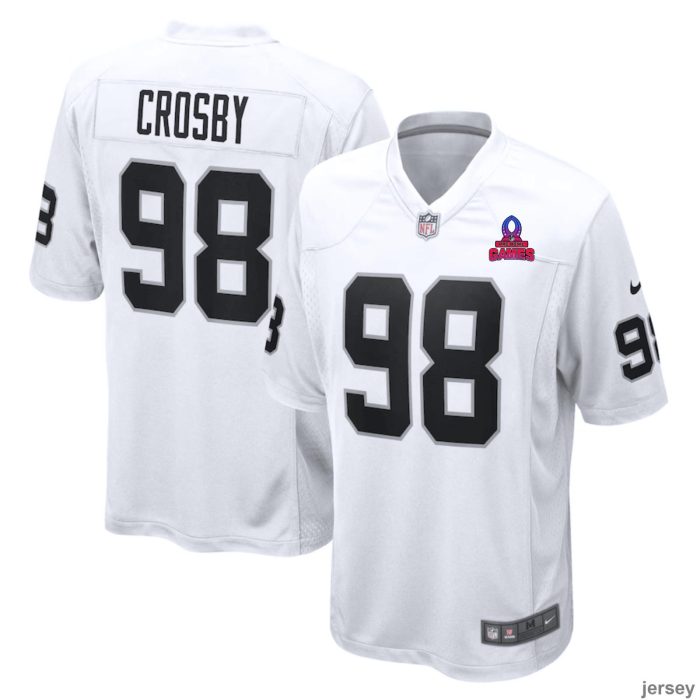 Maxx Crosby 98 Las Vegas Raiders 2024 Pro Bowl Patch Game Men Jersey - White