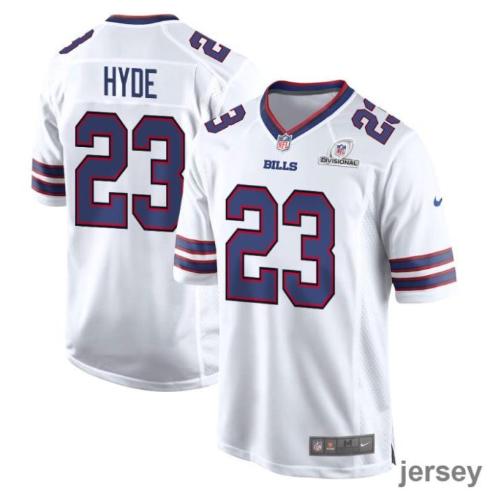 Micah Hyde 23 Buffalo Bills 2024 Divisional Patch Game Men Jersey - White