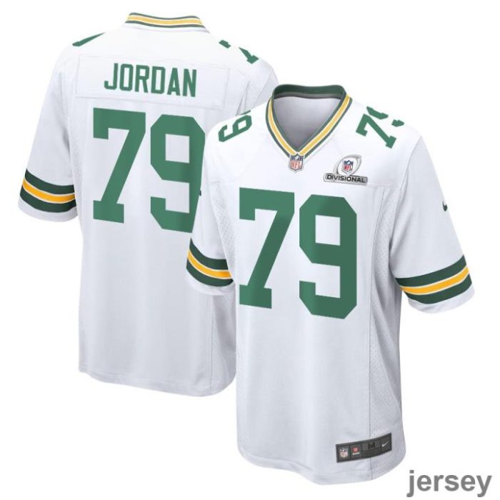 Michael Jordan 79 Green Bay Packers 2024 Divisional Patch Game Men Jersey - White