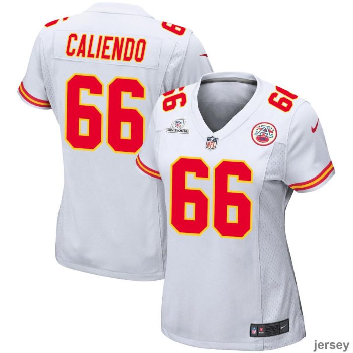 Mike Caliendo 66 Kansas City Chiefs 2024 Divisional Patch Game Women Jersey - White