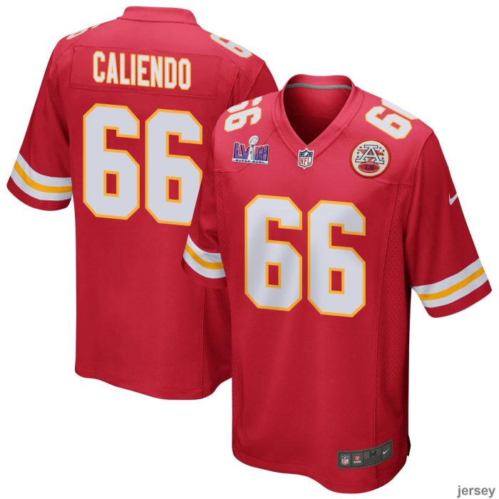 Mike Caliendo 66 Kansas City Chiefs Super Bowl LVIII Patch Game Men Jersey - Red