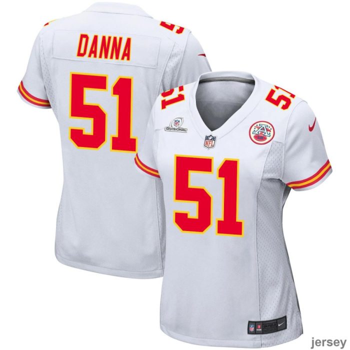 Mike Danna 51 Kansas City Chiefs 2024 Divisional Patch Game Women Jersey - White