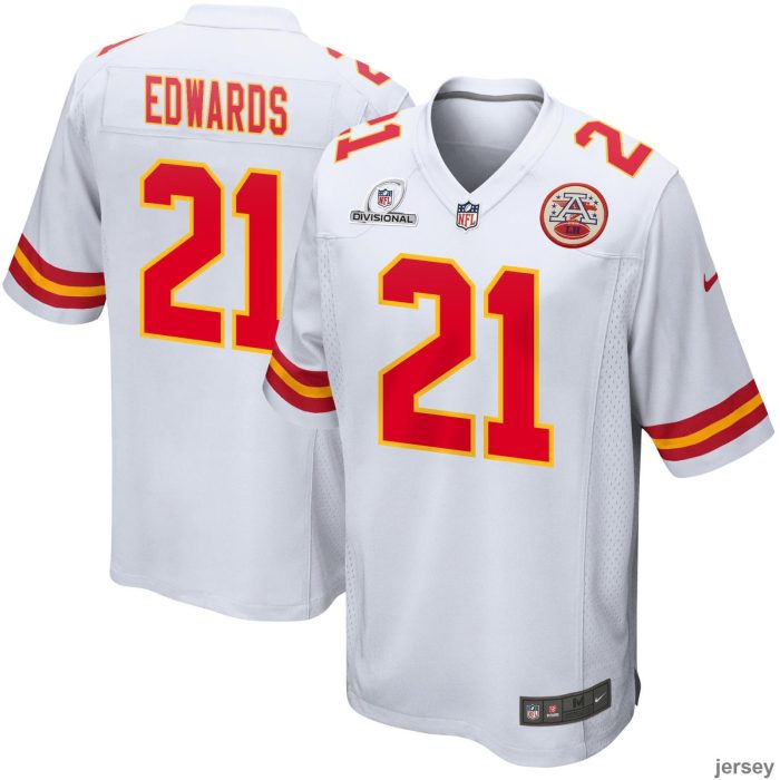 Mike Edwards 21 Kansas City Chiefs 2024 Divisional Patch Game Men Jersey - White