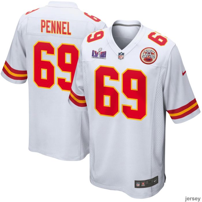 Mike Pennel 69 Kansas City Chiefs Super Bowl LVIII Patch Game Men Jersey - White