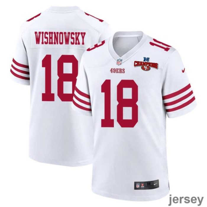 Mitch Wishnowsky 18 San Francisco 49ers NFC Champions Patch Game Men Jersey - White