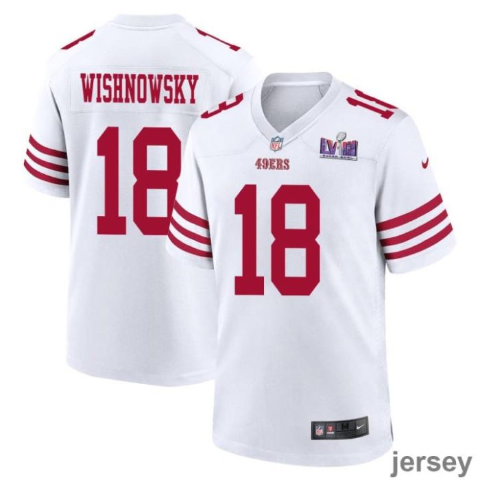 Mitch Wishnowsky 18 San Francisco 49ers Super Bowl LVIII Patch Game Men Jersey - White