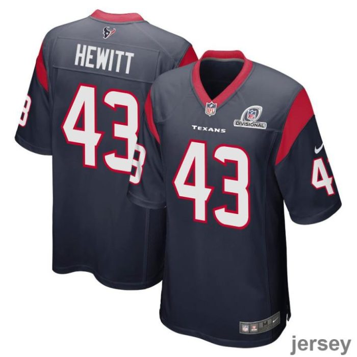 Neville Hewitt 43 Houston Texans 2024 Divisional Patch Game Men Jersey - Navy