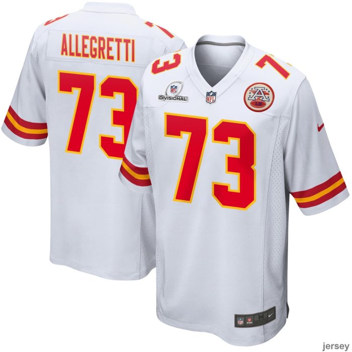 Nick Allegretti 73 Kansas City Chiefs 2024 Divisional Patch Game Men Jersey - White