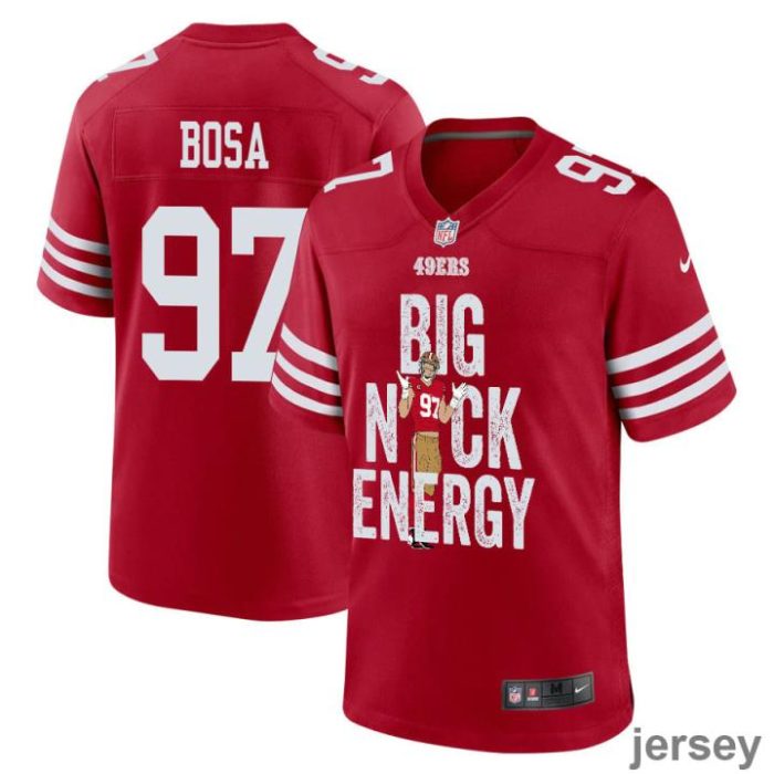 Nick Bosa 97 San Francisco 49ers Big Nick Energy Game Men Jersey - Scarlet