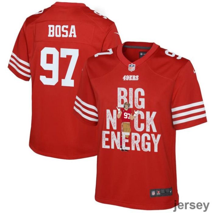 Nick Bosa 97 San Francisco 49ers Big Nick Energy Game YOUTH Jersey - Scarlet