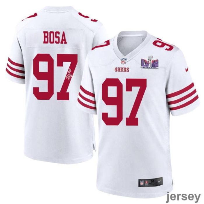 Nick Bosa 97 Signed San Francisco 49ers Super Bowl LVIII Game Men Jersey - White