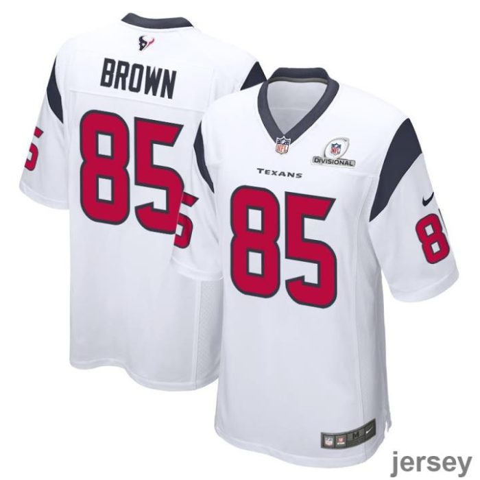 Noah Brown 85 Houston Texans 2024 Divisional Patch Game Men Jersey - White