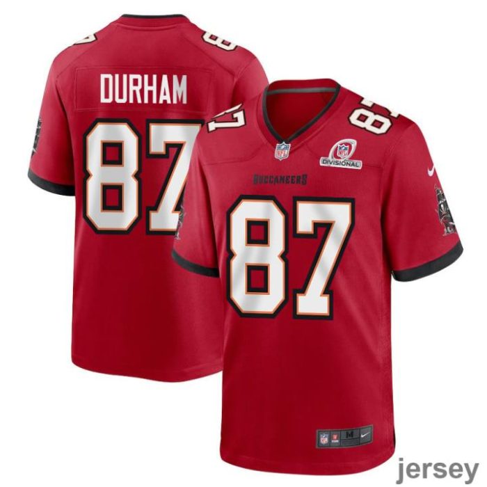 Payne Durham 87 Tampa Bay Buccaneers 2024 Divisional Patch Game Men Jersey - Red