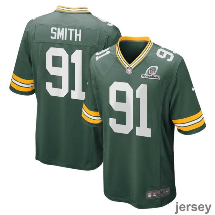 Preston Smith 91 Green Bay Packers 2024 Divisional Patch Game Men Jersey - Green