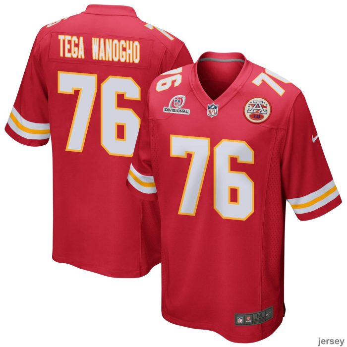 Prince Tega Wanogho 76 Kansas City Chiefs 2024 Divisional Patch Game Men Jersey - Red