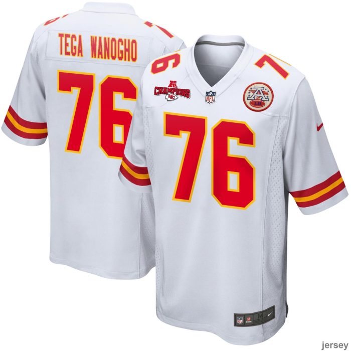 Prince Tega Wanogho 76 Kansas City Chiefs AFC Champions Patch Game Men Jersey - White