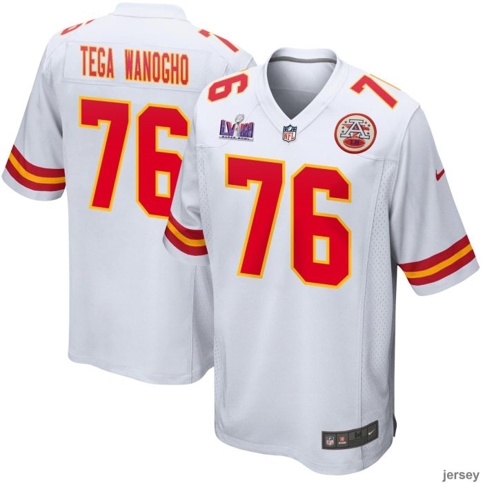 Prince Tega Wanogho 76 Kansas City Chiefs Super Bowl LVIII Patch Game Men Jersey - White