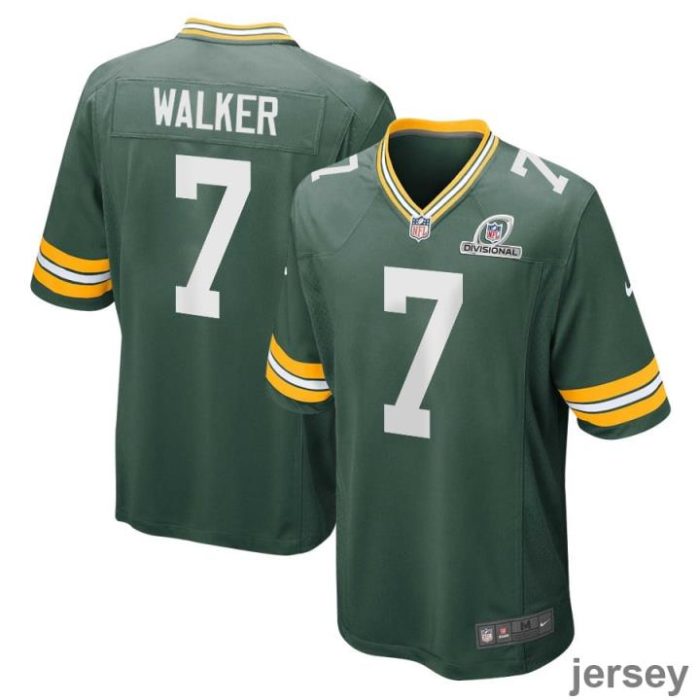 Quay Walker 7 Green Bay Packers 2024 Divisional Patch Game Men Jersey - Green