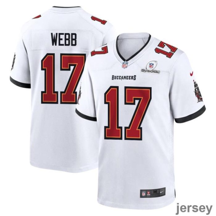 Raleigh Webb 17 Tampa Bay Buccaneers 2024 Divisional Patch Game Men Jersey - White