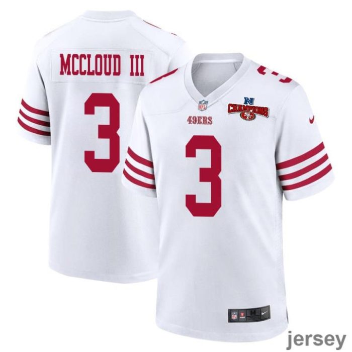 Ray-Ray McCloud III 3 San Francisco 49ers NFC Champions Patch Game Men Jersey - White