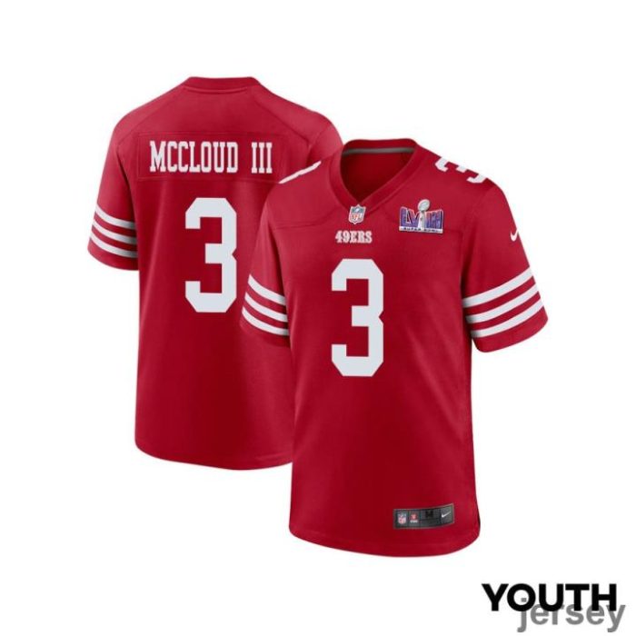 Ray-Ray McCloud III 3 San Francisco 49ers Super Bowl LVIII Patch Game YOUTH Jersey - Scarlet