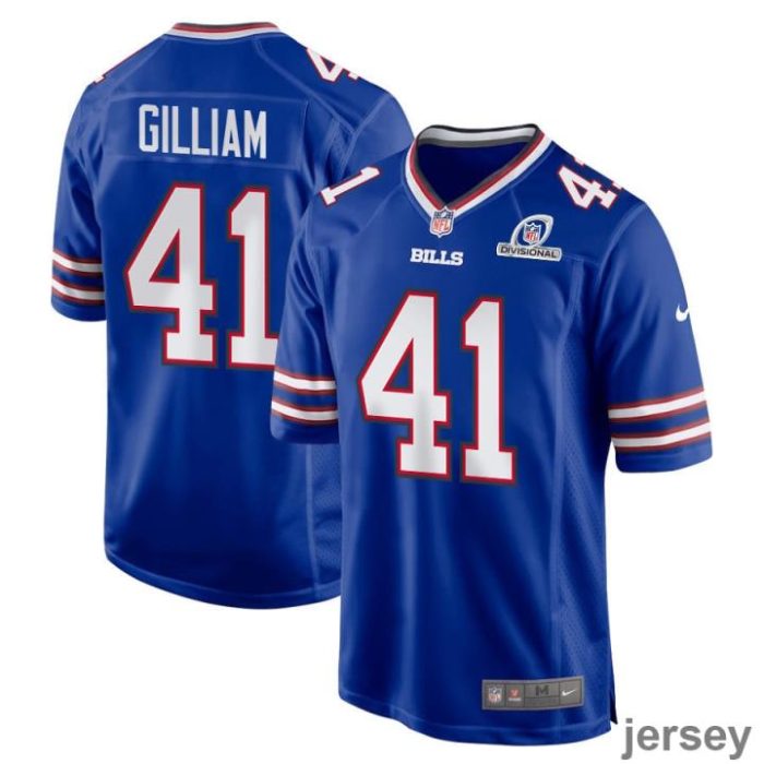 Reggie Gilliam 41 Buffalo Bills 2024 Divisional Patch Game Men Jersey - Royal