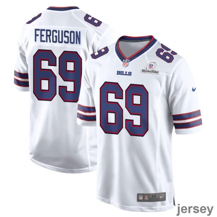 Reid Ferguson 69 Buffalo Bills 2024 Divisional Patch Game Men Jersey - White